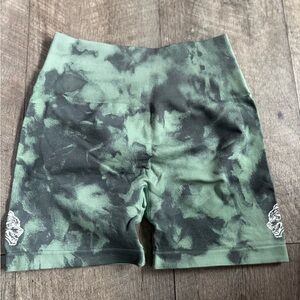 Darc Sport Green and Black Tie-Dye Bike Shorts